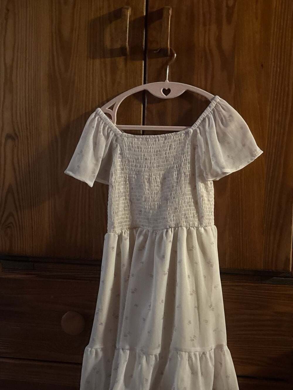 Cat & Jack Girls Chiffon Smocked Bodice Floral Tiered Dress Size L (10/12)